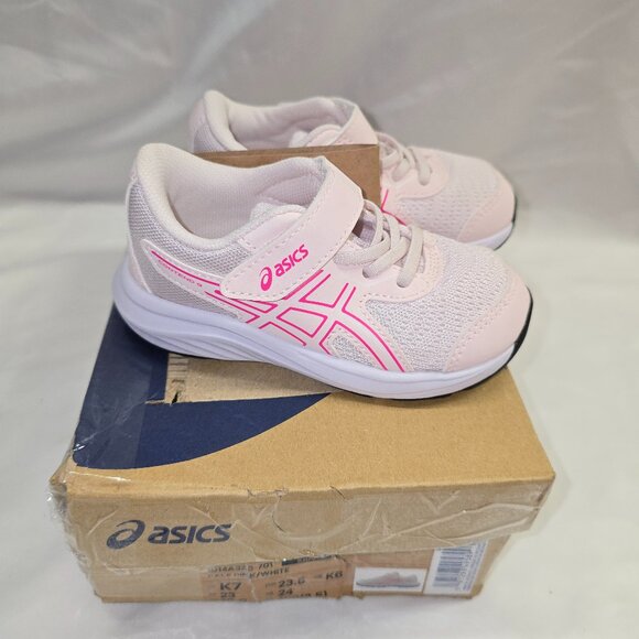 Asics Contend 9 TS in Pale Pink and White, Toddler Girl Size K7, New - Picture 1 of 8